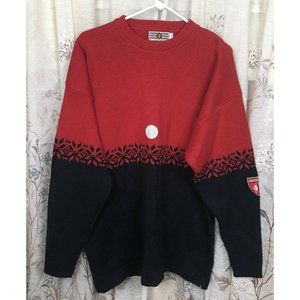 Vintage Lions Pride Sweater Nordic Amstel Beer Patch Made In USA XL Red Black